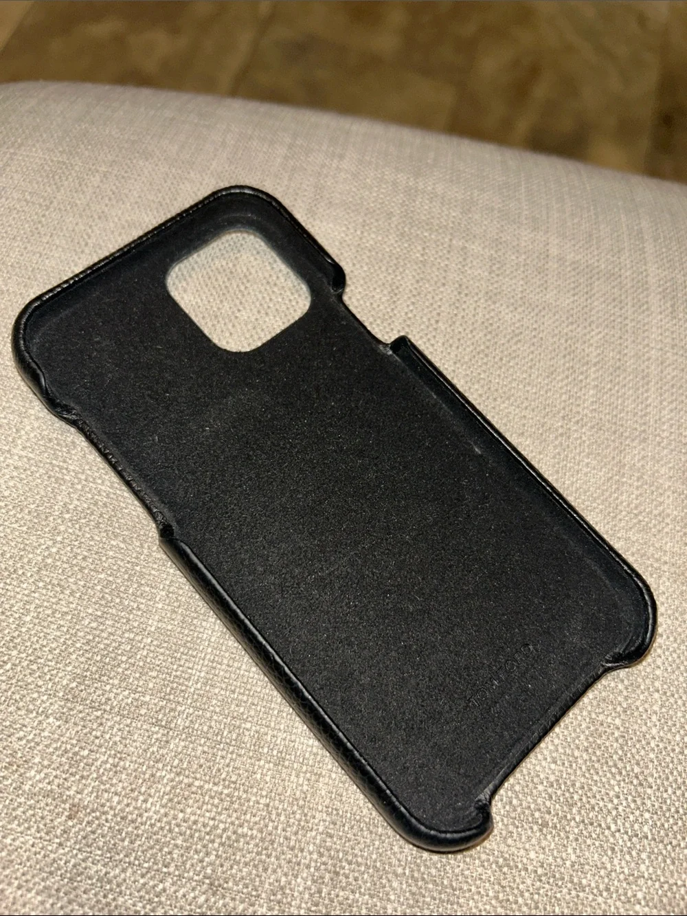 Tom Ford Black Pebbled Leather Card Pocket iPhone Case with Gold TF Logo